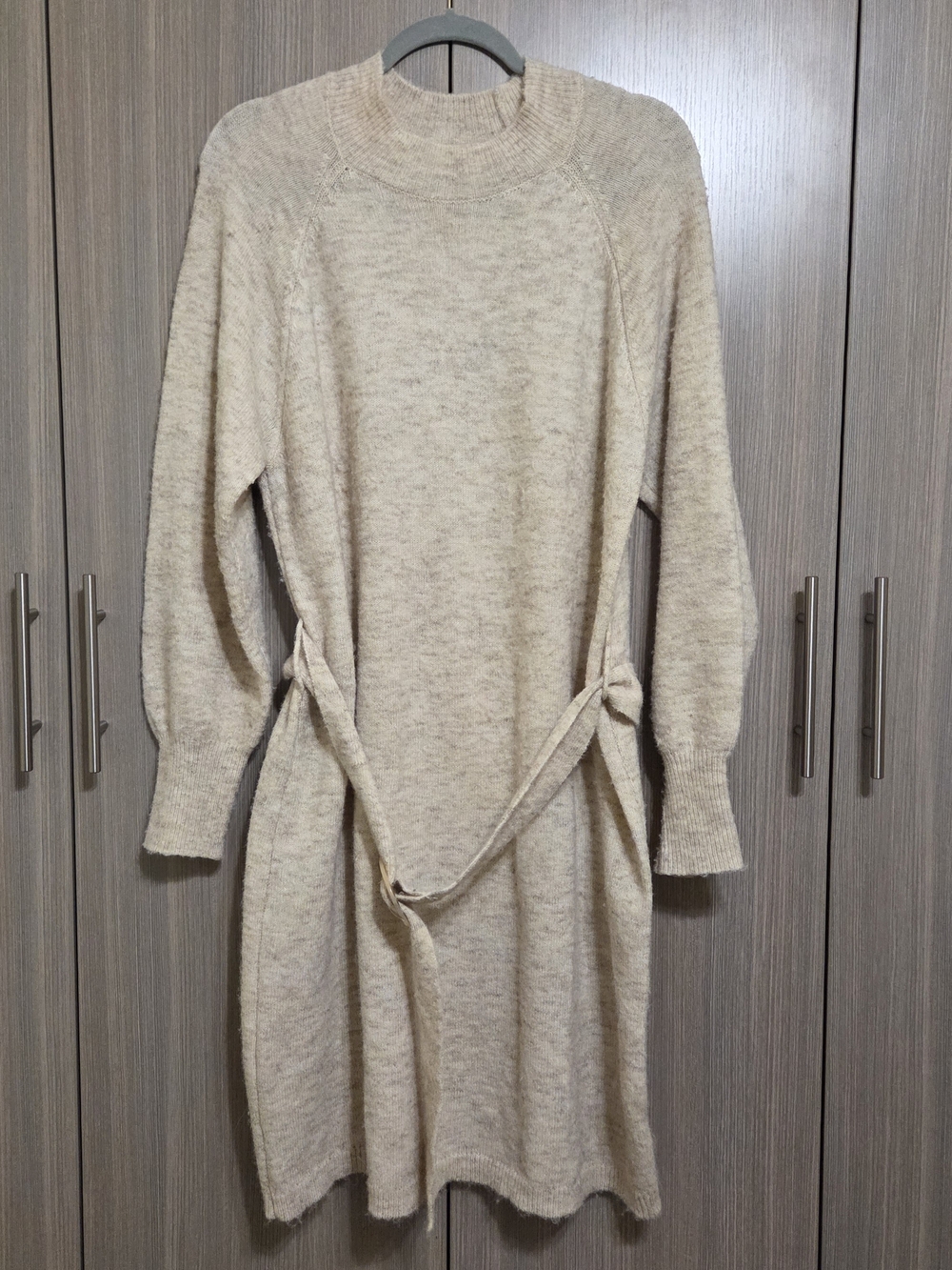LC Lauren Conrad Cream Knit Sweater Dress with Tie Waist
